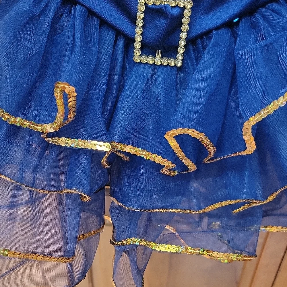 Weissman Size SC (6/6X) Navy & Gold Showtime Sequin Tutu Dance Costume #13838